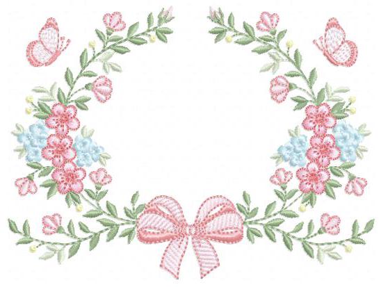Monogram Frame with roses embroidery designs - Flower Laurel wreath machine embroidery pattern - Kitchen Towel file - Instant download jef