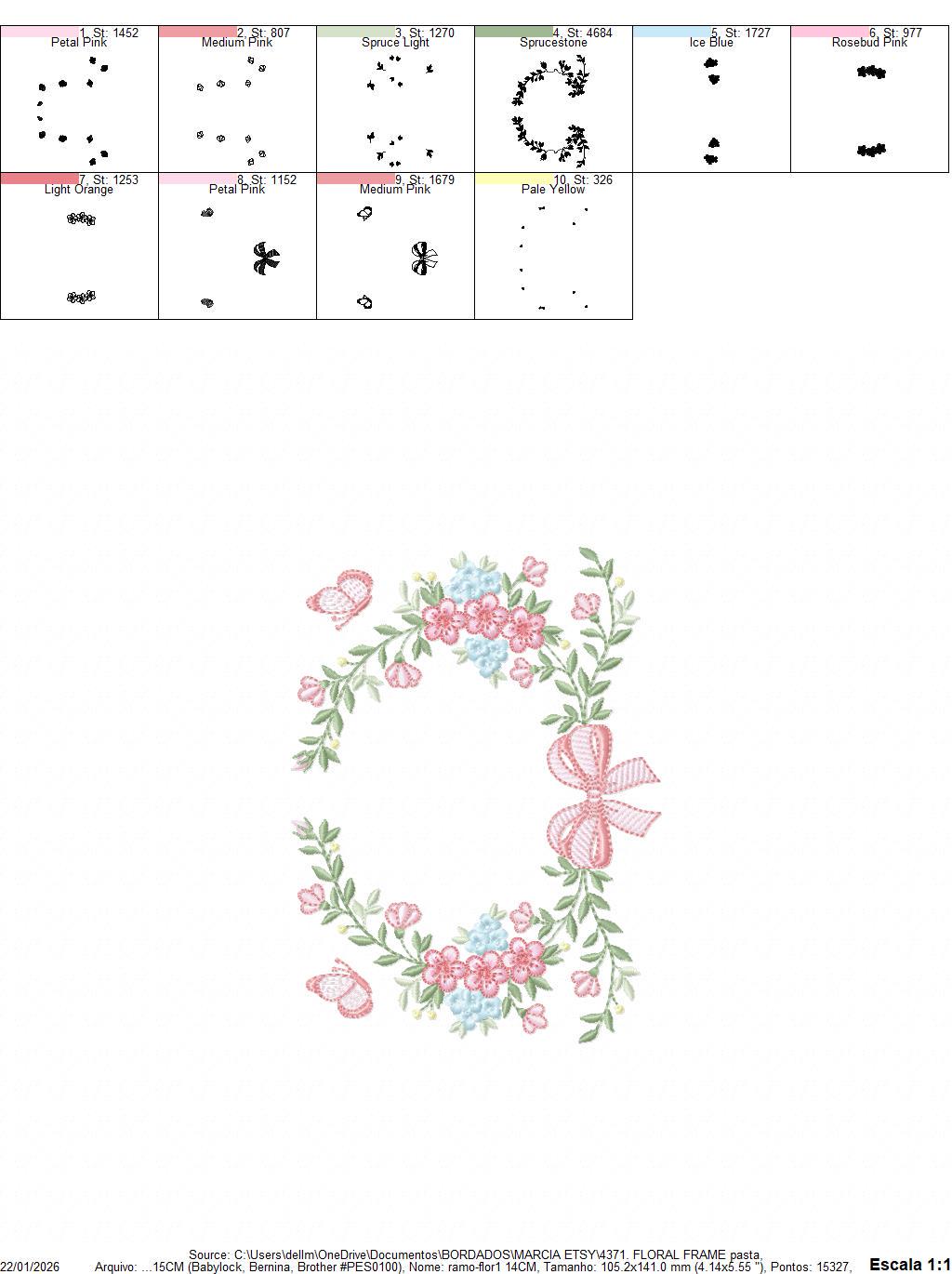 Monogram Frame with roses embroidery designs - Flower Laurel wreath machine embroidery pattern - Kitchen Towel file - Instant download jef