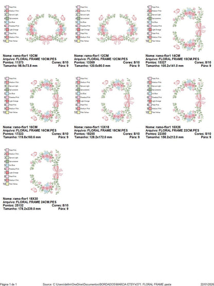 Monogram Frame with roses embroidery designs - Flower Laurel wreath machine embroidery pattern - Kitchen Towel file - Instant download jef