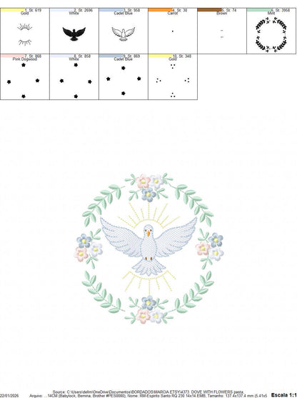Dove embroidery designs - Holy Spirit machine embroidery pattern - Catholic Religious Eucharist file - Instant digital download pes jef dst