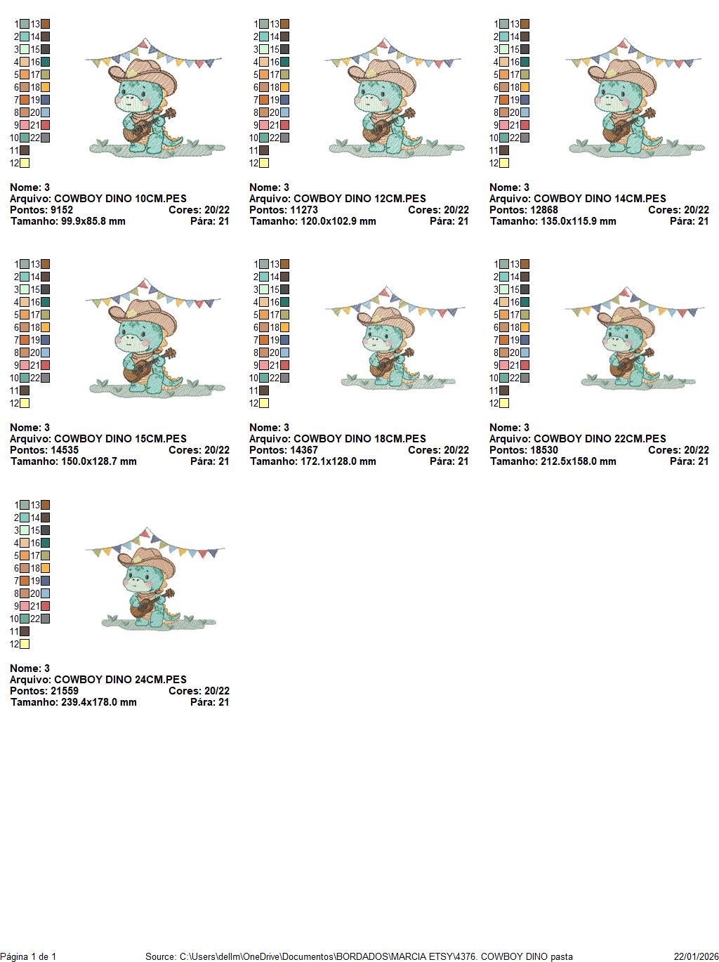 Dinosaur with cowboy hat embroidery designs - Dino with flags playing guitar machine embroidery pattern - Baby Boy file - Instant download