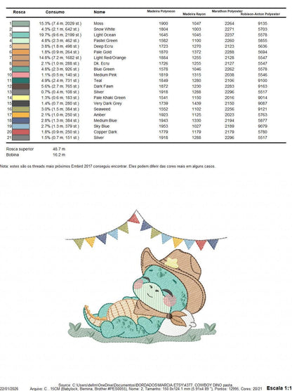 Dinosaur with cowboy hat embroidery designs - Sleeping Dino with flags machine embroidery pattern - Baby Boy file - Instant download pes jef