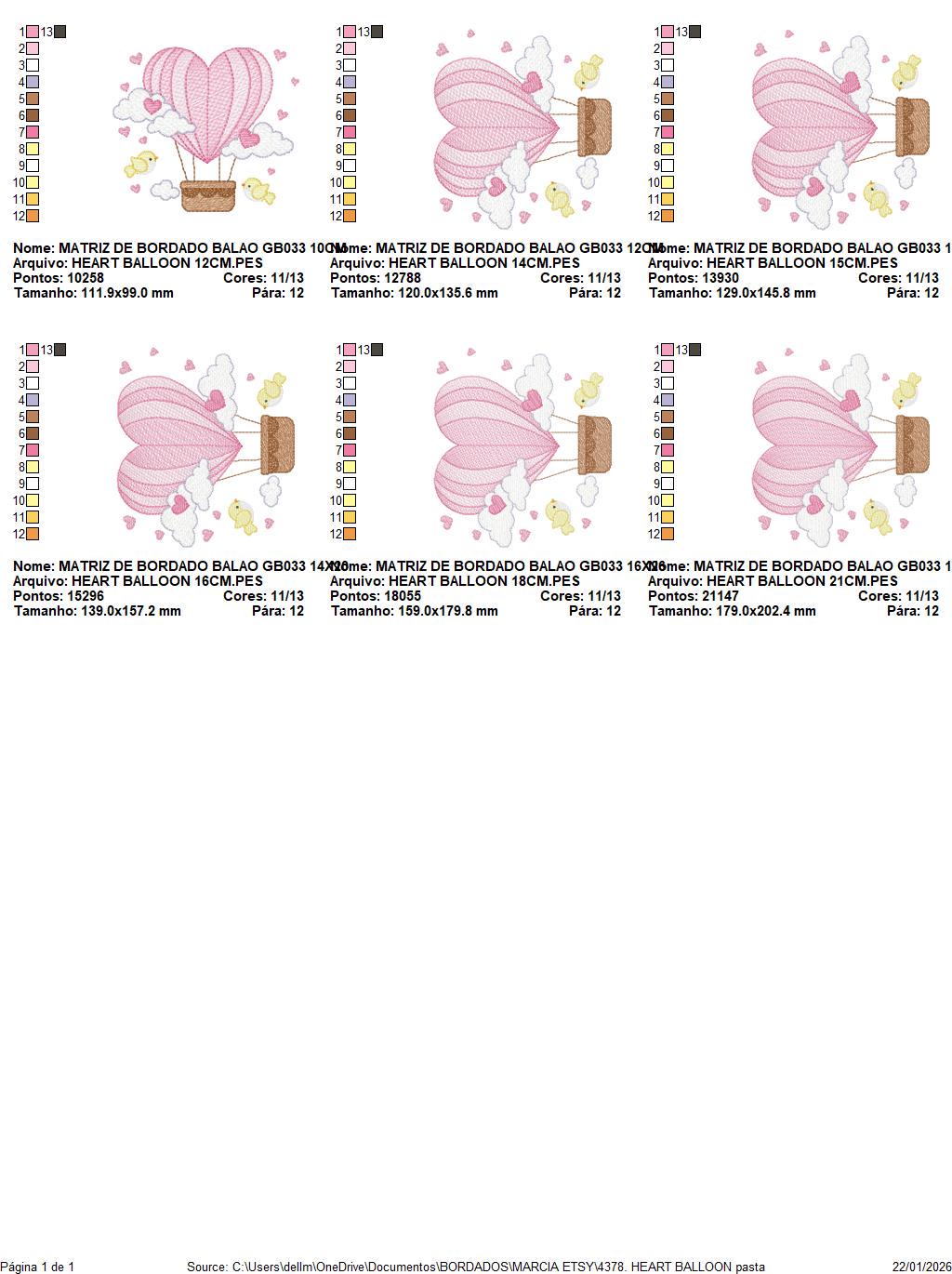Hot air Balloon embroidery designs - Pink Balloon with birds and hearts machine embroidery pattern - Baby Girl file - instant download pes
