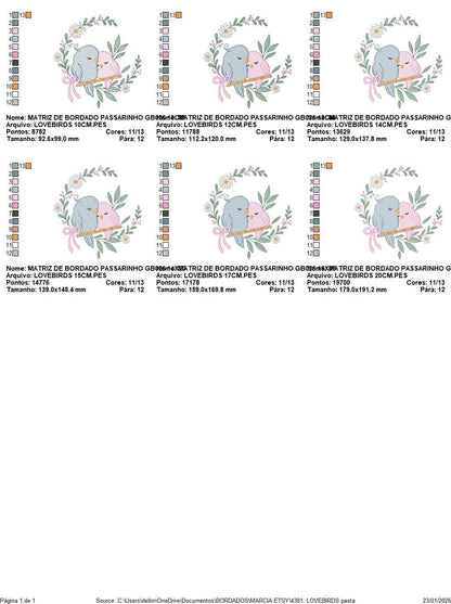 Love Birds embroidery designs - Family Bird machine embroidery pattern - Family Couple with flowers file - Instant digital download pes jef