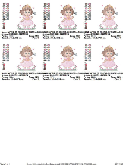 Princess with flowers embroidery designs - Baby girl with crown and hearts machine embroidery pattern - Instant digital download pes dst jef