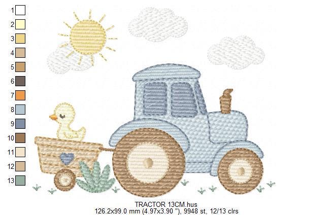 Farm Tractor embroidery designs - Ranch Pickup Truck with duck machine embroidery pattern - Baby boy file - Instant digital download pes jef