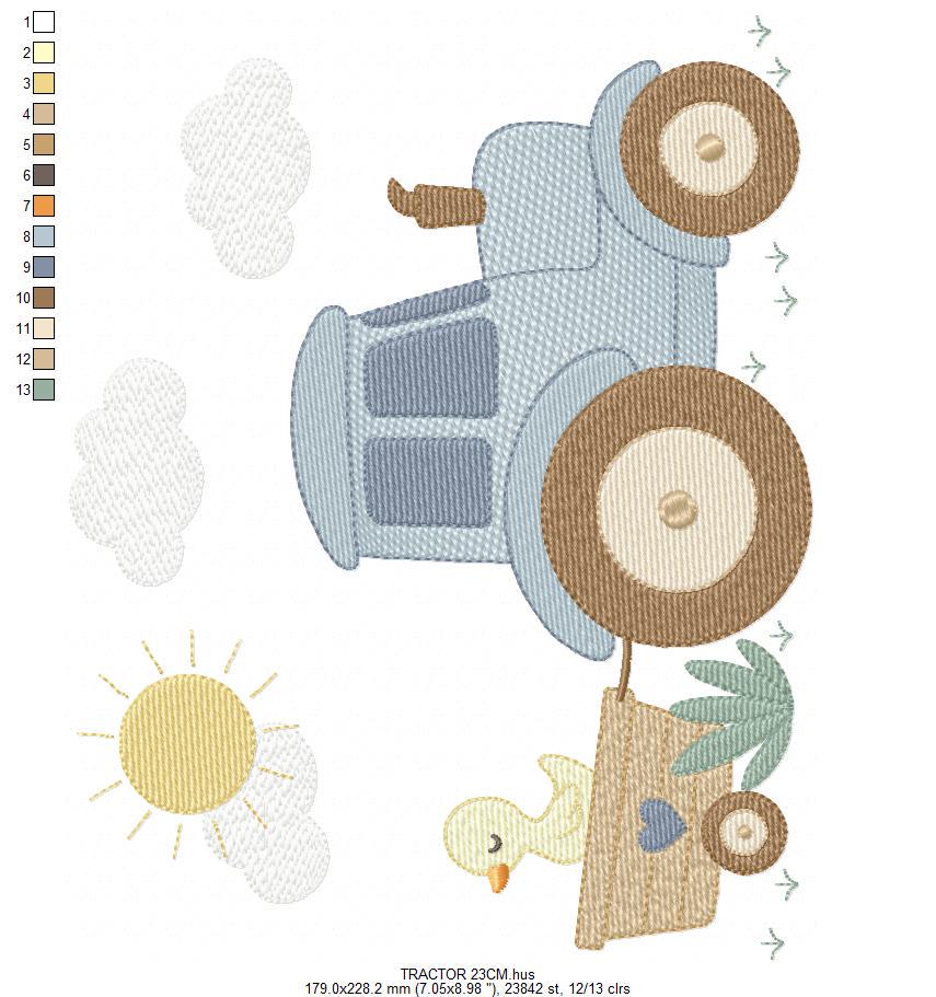 Farm Tractor embroidery designs - Ranch Pickup Truck with duck machine embroidery pattern - Baby boy file - Instant digital download pes jef