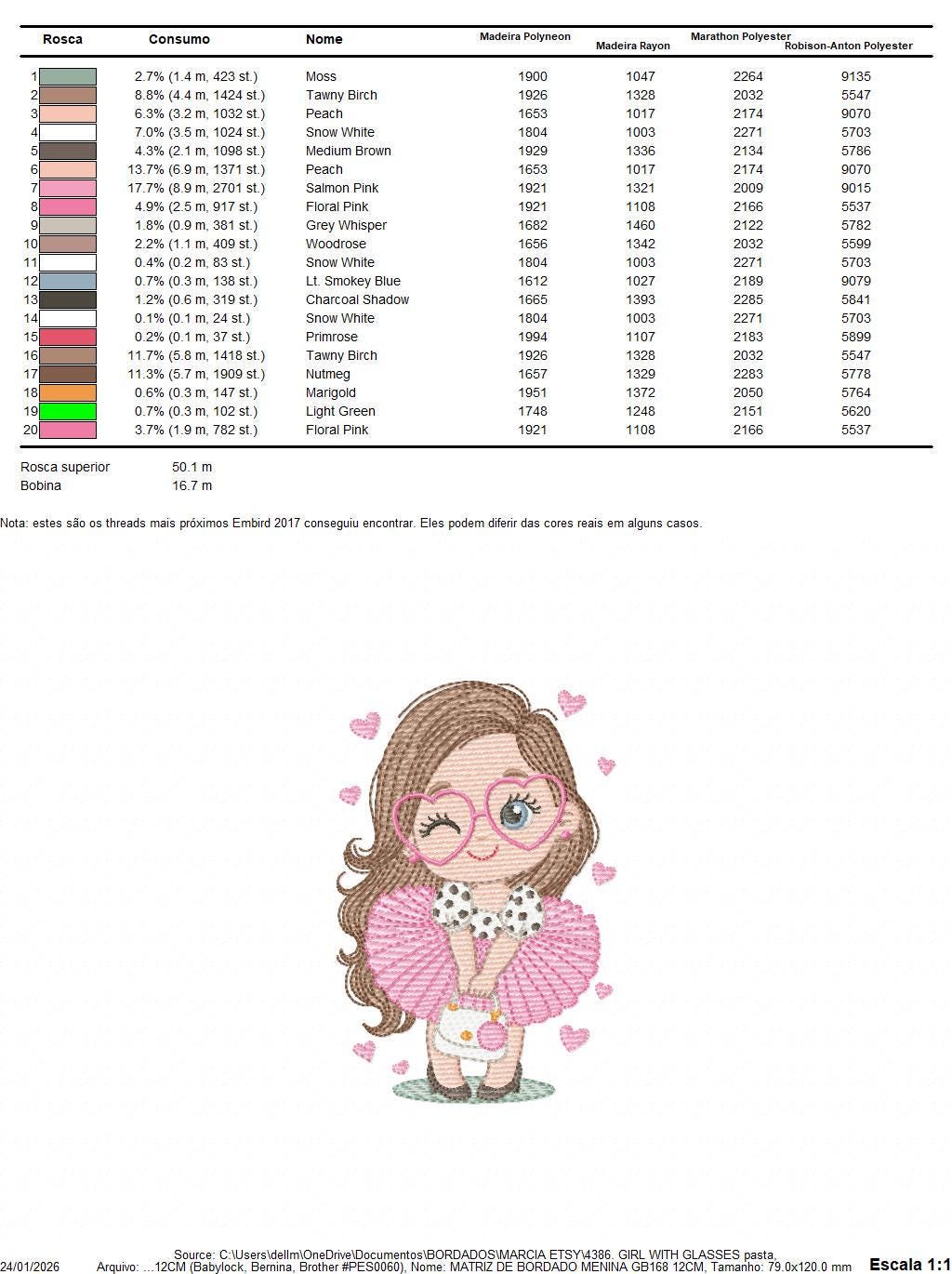 Long hair girl with glasses embroidery designs - Princess machine embroidery pattern - Baby Girl file - Instant digital download pes jef dst
