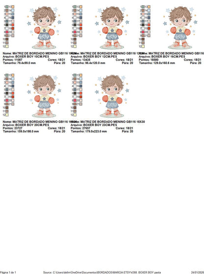 Boxer Boy embroidery designs - Baby Boy athlete machine embroidery file - Fighter Pugilist file - Instant digital download pes jef dst hus