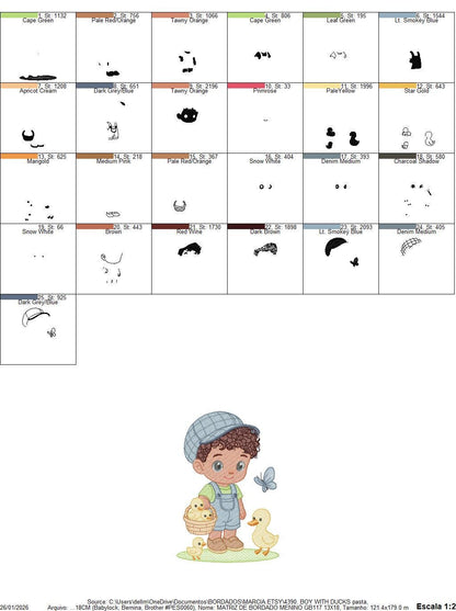 Baby Boy Farmer embroidery design - Boy with hat and ducks machine embroidery pattern - Ranch Horse Farm file - Instant download pes jef dst