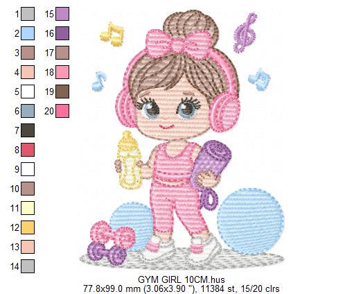 Gym-goer Girl embroidery designs - Fitness enthusiast athlete teacher machine embroidery file - Gym regular rat file - Instant download pes