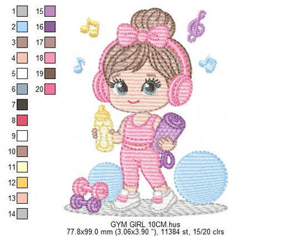 Gym-goer Girl embroidery designs - Fitness enthusiast athlete teacher machine embroidery file - Gym regular rat file - Instant download pes