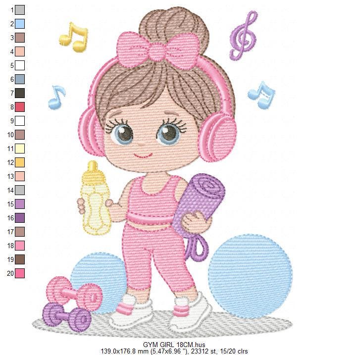 Gym-goer Girl embroidery designs - Fitness enthusiast athlete teacher machine embroidery file - Gym regular rat file - Instant download pes