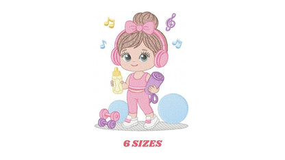 Gym-goer Girl embroidery designs - Fitness enthusiast athlete teacher machine embroidery file - Gym regular rat file - Instant download pes