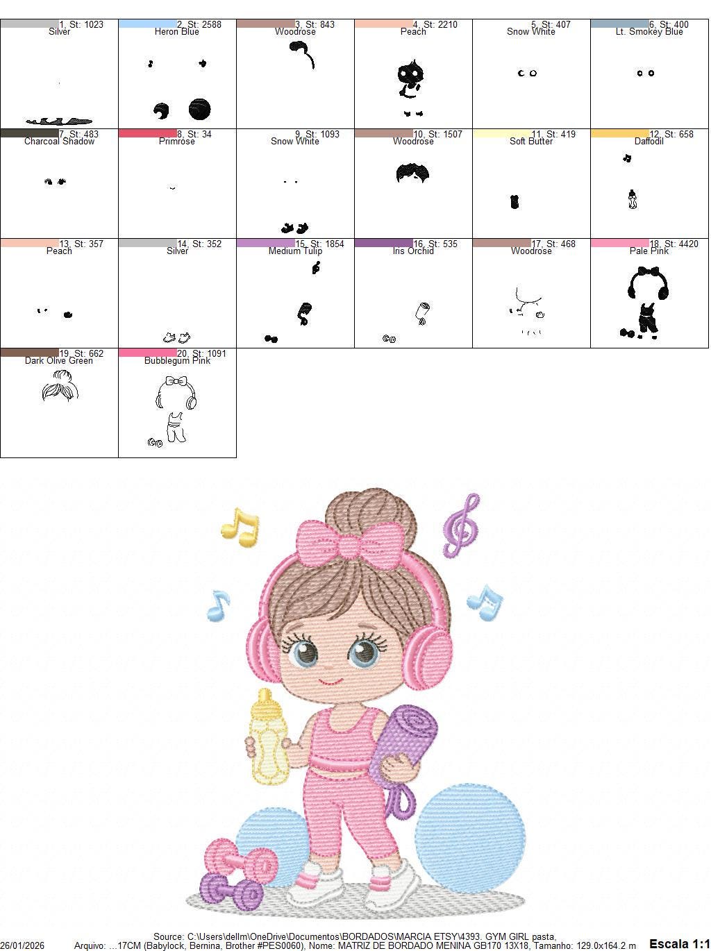 Gym-goer Girl embroidery designs - Fitness enthusiast athlete teacher machine embroidery file - Gym regular rat file - Instant download pes