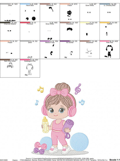 Gym-goer Girl embroidery designs - Fitness enthusiast athlete teacher machine embroidery file - Gym regular rat file - Instant download pes