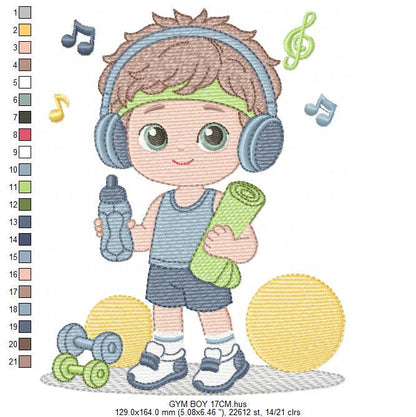 Gym-goer Boy embroidery designs - Fitness enthusiast athlete teacher machine embroidery file - Gym regular rat file - Instant download pes