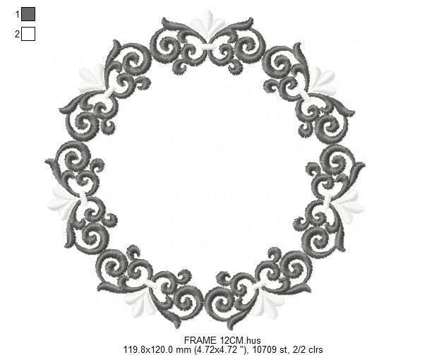 Monogram Wreath embroidery designs - Floral Roses Frame machine embroidery pattern - Kitchen Tea Towel file - Instant digital download pes