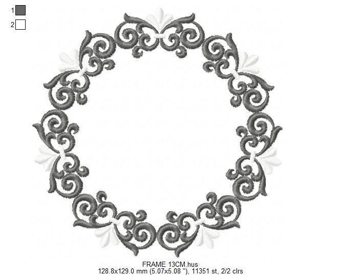 Monogram Wreath embroidery designs - Floral Roses Frame machine embroidery pattern - Kitchen Tea Towel file - Instant digital download pes