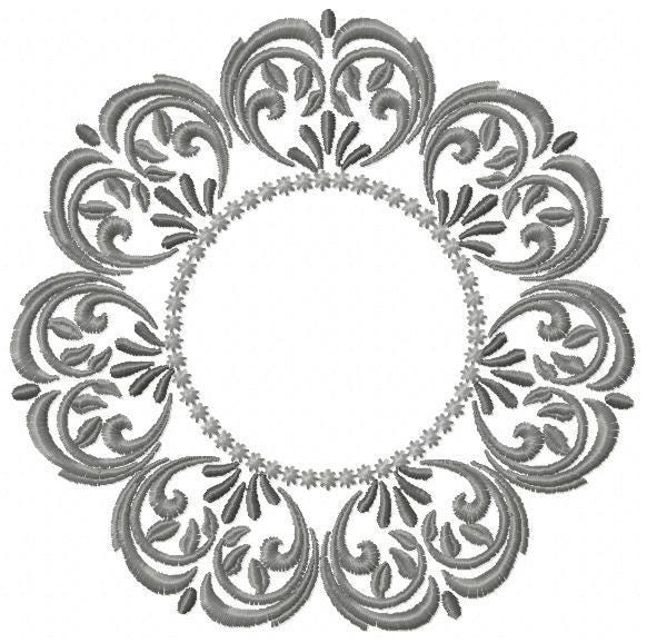 Monogram Frame Wreath embroidery designs - Floral Roses Frame machine embroidery pattern - Kitchen Tea Towel file - Instant digital download