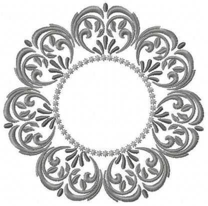 Monogram Frame Wreath embroidery designs - Floral Roses Frame machine embroidery pattern - Kitchen Tea Towel file - Instant digital download