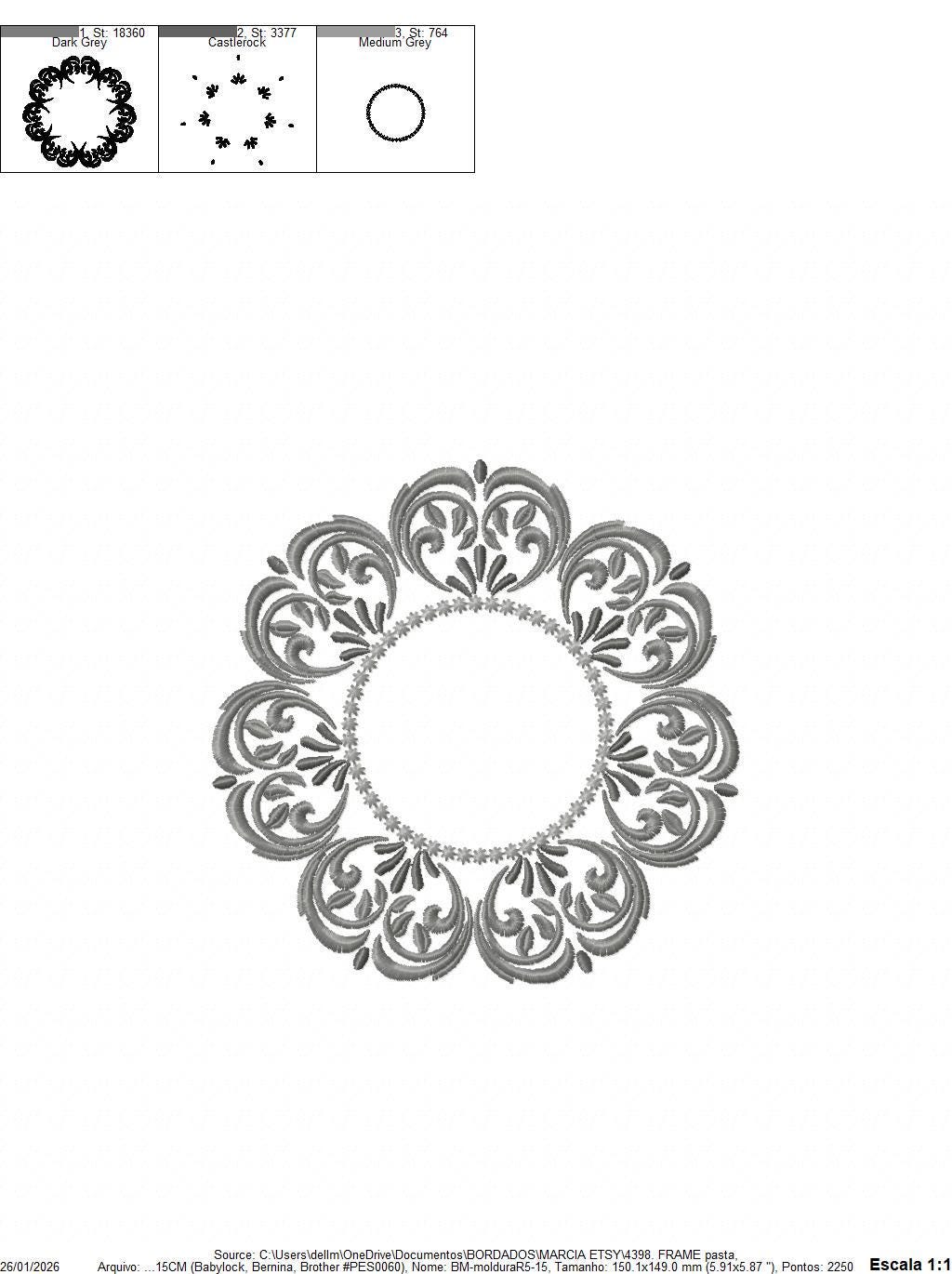Monogram Frame Wreath embroidery designs - Floral Roses Frame machine embroidery pattern - Kitchen Tea Towel file - Instant digital download