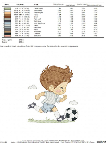 Soccer player embroidery designs - Baby Boy machine embroidery file - Boy with soccer ball file - Instant digital download pes jef dst hus