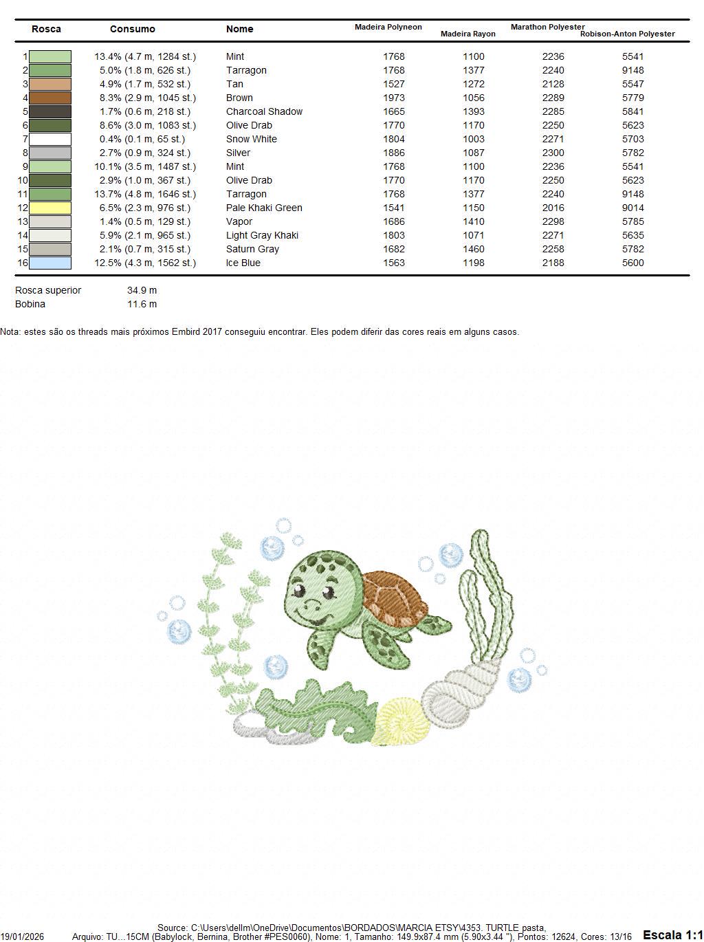 Turtle embroidery designs - Ocean animals machine pattern - Turtle with shells bubbles and algae frame - Instant download pes jef dst hus