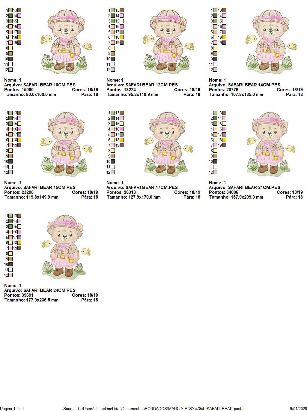 Baby Girl Bear embroidery designs - Safari Explorer machine embroidery pattern - Baby Girl Explorer - Instant digital download pes jef dst