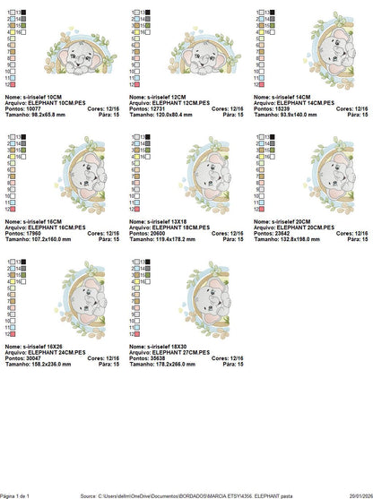Elephant embroidery designs - Safari Wild Animal machine embroidery pattern - Baby Boy file - Flowers and rainbow - Instant digital download