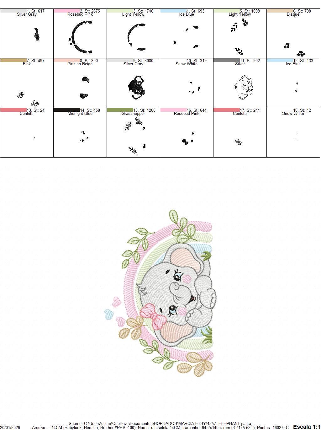 Elephant embroidery designs - Safari Wild Animal machine embroidery pattern - Baby Boy file - Flowers and rainbow - Instant digital download