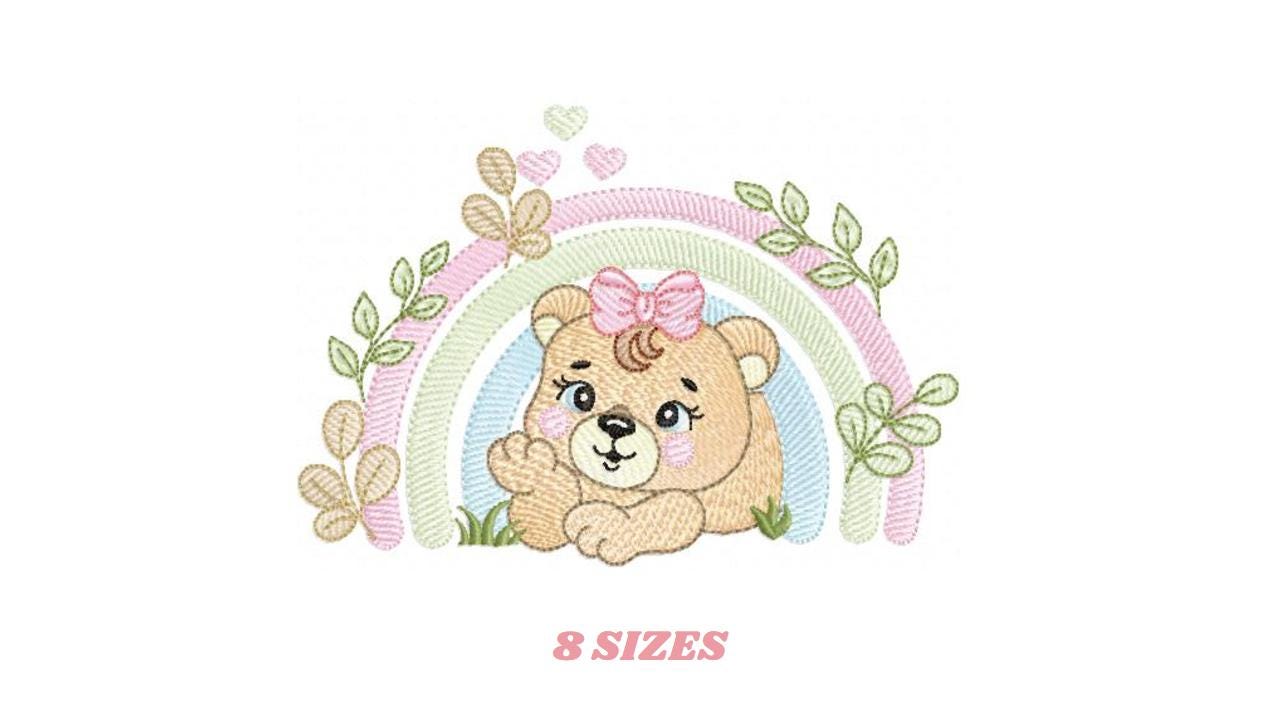 Lioness embroidery designs - Safari wild animal machine embroidery pattern - Baby girl rainbow file - Female Lion - Instant download pes jef