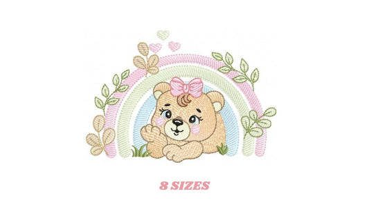 Lioness embroidery designs - Safari wild animal machine embroidery pattern - Baby girl rainbow file - Female Lion - Instant download pes jef