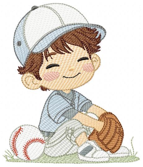 Baseball player embroidery designs - Baby Boy Player machine embroidery file - Boy with baseball uniform file - Instant digital download pes