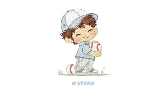 Baseball player embroidery designs - Baby Boy Player machine embroidery file - Boy with baseball uniform file - Instant digital download dst
