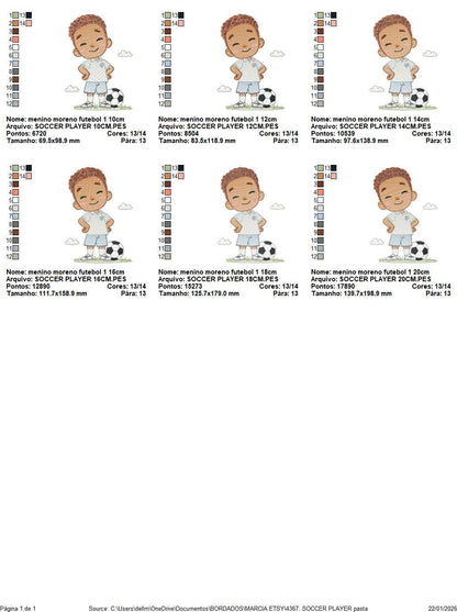 Soccer player embroidery designs - Baby Boy with Black curly hair machine embroidery file - Boy with soccer ball - Instant digital download