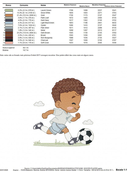 Soccer player embroidery designs - Baby Boy with curly hair machine embroidery file - Boy with soccer ball file - Instant digital download