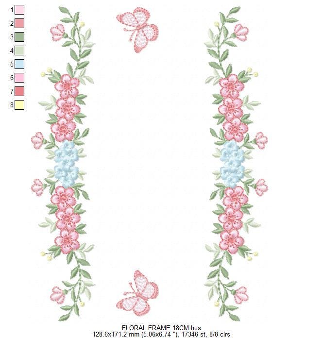 Monogram Frame with roses embroidery designs - Flower Laurel wreath machine embroidery pattern - Kitchen Towel file - Instant download jef