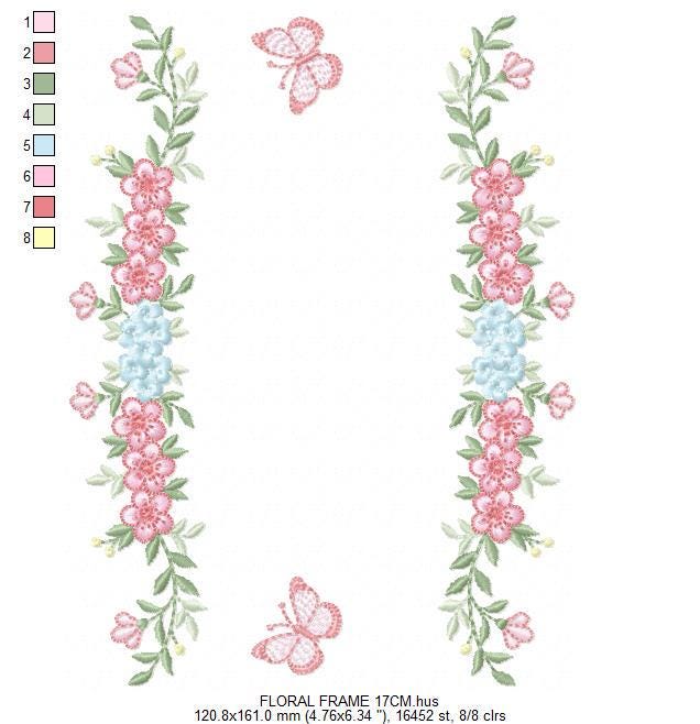 Monogram Frame with roses embroidery designs - Flower Laurel wreath machine embroidery pattern - Kitchen Towel file - Instant download jef