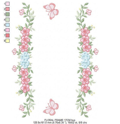 Monogram Frame with roses embroidery designs - Flower Laurel wreath machine embroidery pattern - Kitchen Towel file - Instant download jef