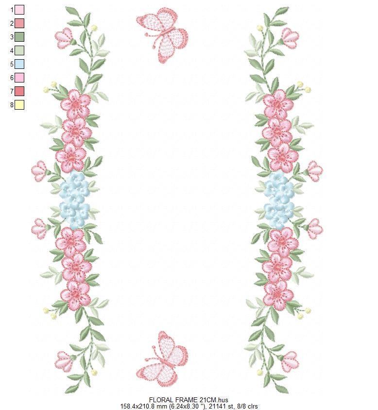 Monogram Frame with roses embroidery designs - Flower Laurel wreath machine embroidery pattern - Kitchen Towel file - Instant download jef