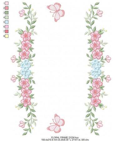 Monogram Frame with roses embroidery designs - Flower Laurel wreath machine embroidery pattern - Kitchen Towel file - Instant download jef