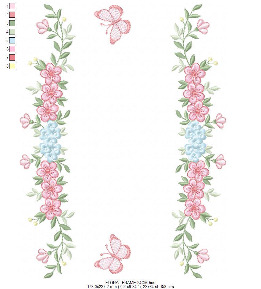 Monogram Frame with roses embroidery designs - Flower Laurel wreath machine embroidery pattern - Kitchen Towel file - Instant download jef