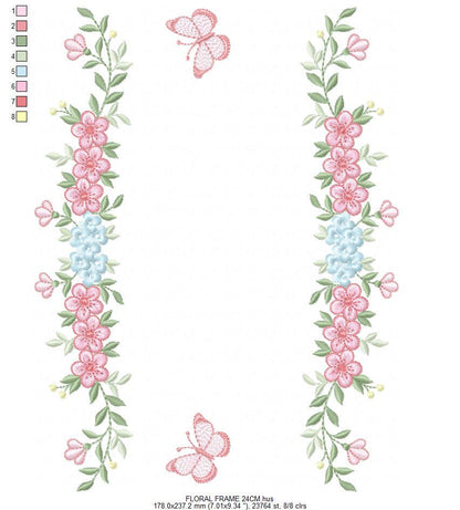 Monogram Frame with roses embroidery designs - Flower Laurel wreath machine embroidery pattern - Kitchen Towel file - Instant download jef