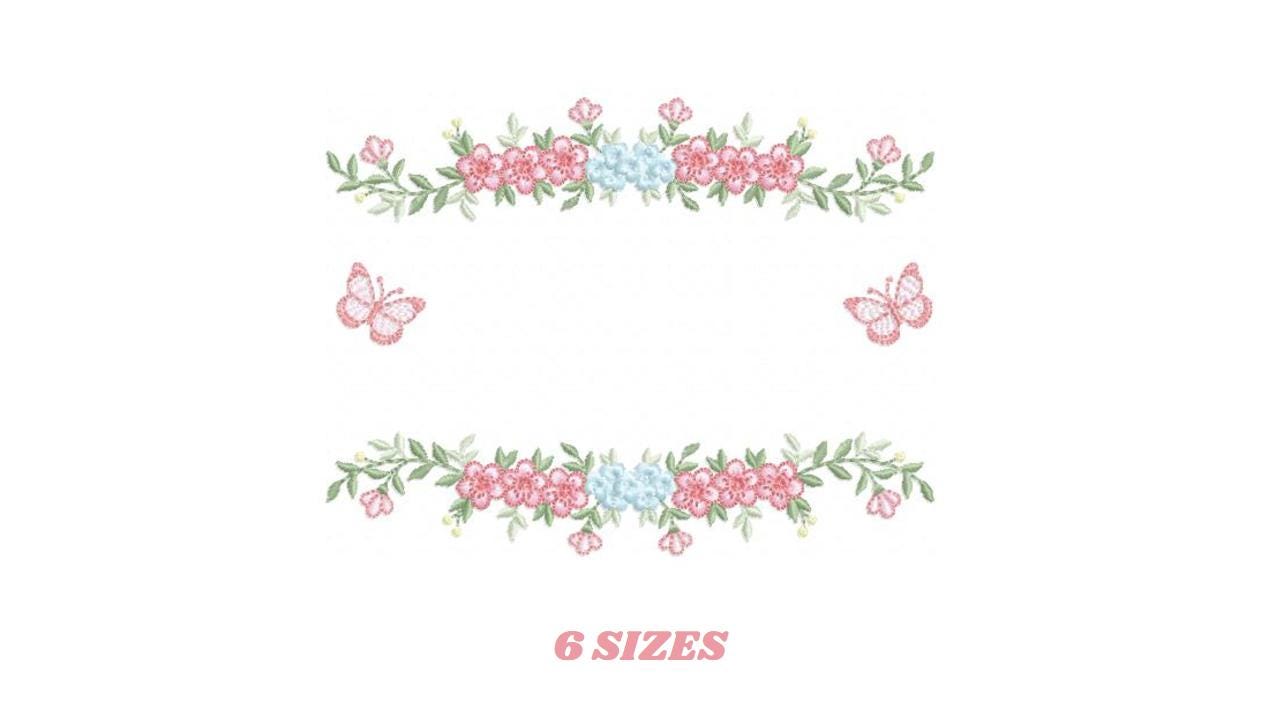 Monogram Frame with roses embroidery designs - Flower Laurel wreath machine embroidery pattern - Kitchen Towel file - Instant download jef