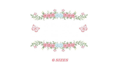 Monogram Frame with roses embroidery designs - Flower Laurel wreath machine embroidery pattern - Kitchen Towel file - Instant download jef