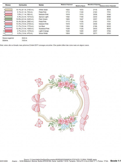 Monogram Frame with roses embroidery designs - Flower Laurel wreath machine embroidery pattern - Kitchen Towel file - Instant download jef
