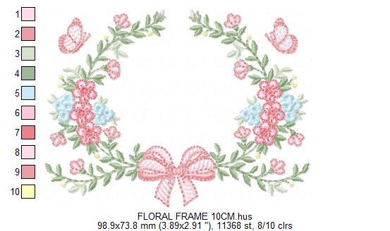 Monogram Frame with roses embroidery designs - Flower Laurel wreath machine embroidery pattern - Kitchen Towel file - Instant download jef