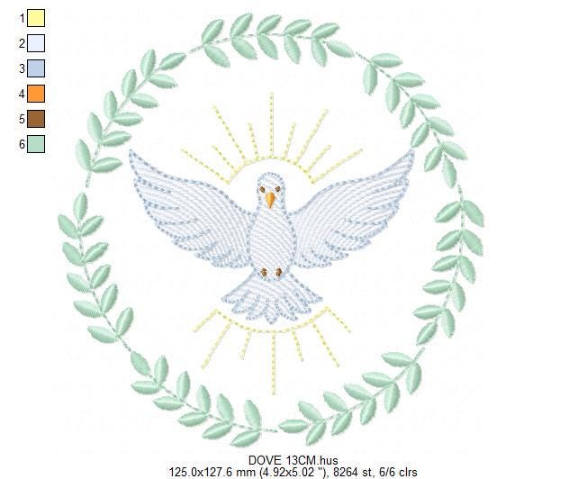 Dove embroidery designs - Holy Spirit machine embroidery pattern - Catholic Religious Eucharist file - Instant digital download pes jef dst