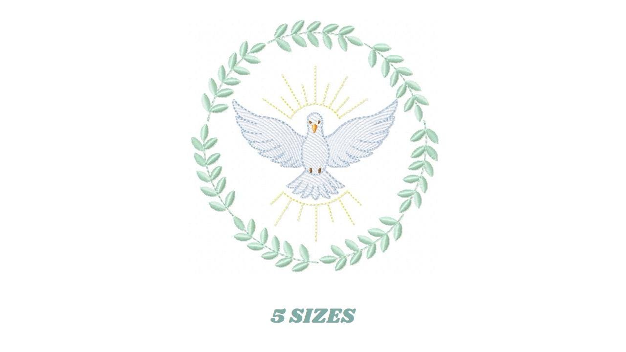 Dove embroidery designs - Holy Spirit machine embroidery pattern - Catholic Religious Eucharist file - Instant digital download pes jef dst